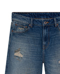 Mens Jeans Slim Fit Mid Rise Dark Wash Cotton Lyocell Distressed Repairs Embroidered Logo - Blue 63_331H000_AZU184140_8