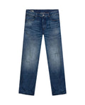 Mens Jeans Relaxed Fit High Rise Medium Wash Cotton Elastane Leather Waistband Badge - Blue 63_331H001_AZU184140_3
