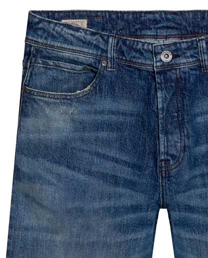 Mens Jeans Relaxed Fit High Rise Medium Wash Cotton Elastane Leather Waistband Badge - Blue 63_331H001_AZU184140_8