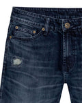 Mens Jeans Skinny Fit Tapered Leg Mid Rise Dark Wash Cotton Elastane Distressed Repairs Eyelet - Blue 63_331H002_AZU194052_8