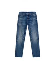 Mens Jeans Straight Fit Super High Rise Medium Wash Cotton Elastane Distressed Reserved Areas - Blue 63_331H003_AZU184140_3