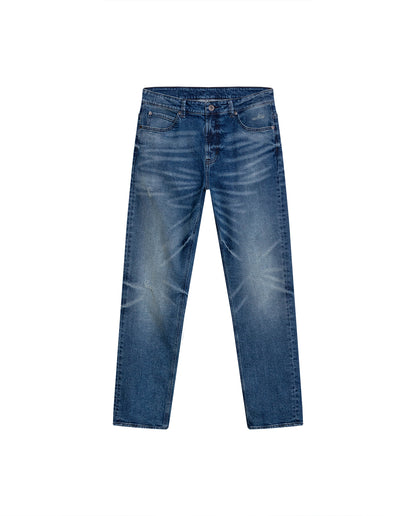 Mens Jeans Straight Fit Super High Rise Medium Wash Cotton Elastane Distressed Reserved Areas - Blue 63_331H003_AZU184140_3