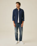 Mens Jeans Straight Fit Super High Rise Medium Wash Cotton Elastane Distressed Reserved Areas - Blue 63_331H003_AZU184140_4