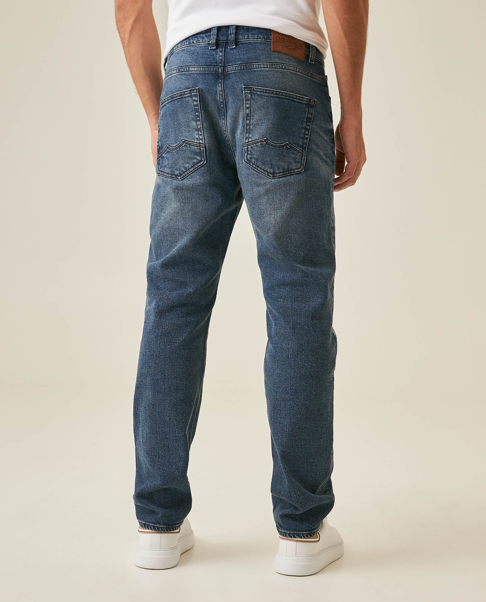 Mens Jeans Straight Fit Super High Rise Medium Wash Cotton Elastane Distressed Reserved Areas - Blue 63_331H003_AZU184140_6