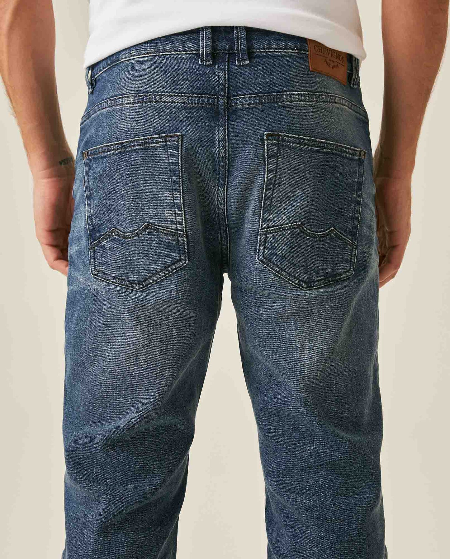 Mens Jeans Straight Fit Super High Rise Medium Wash Cotton Elastane Distressed Reserved Areas - Blue 63_331H003_AZU184140_7