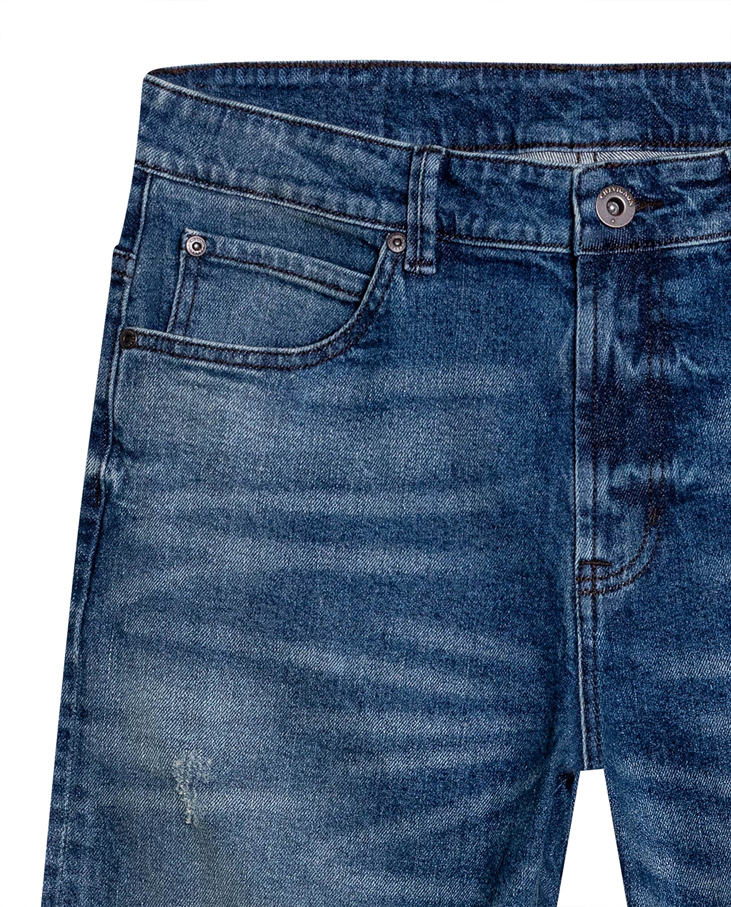 Mens Jeans Straight Fit Super High Rise Medium Wash Cotton Elastane Distressed Reserved Areas - Blue 63_331H003_AZU184140_8