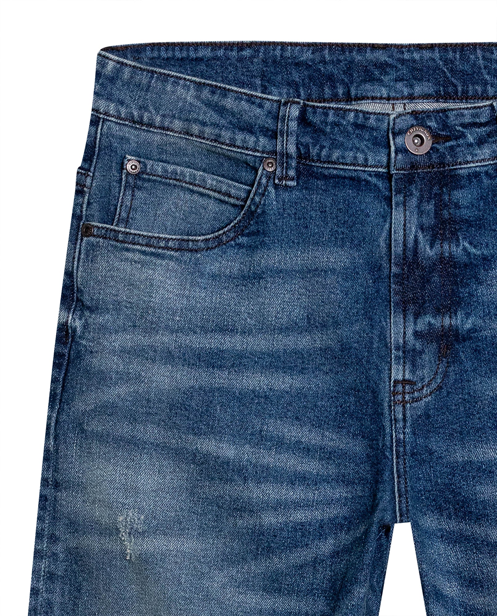 Mens Jeans Straight Fit Super High Rise Medium Wash Cotton Elastane Distressed Reserved Areas - Blue 63_331H003_AZU184140_8