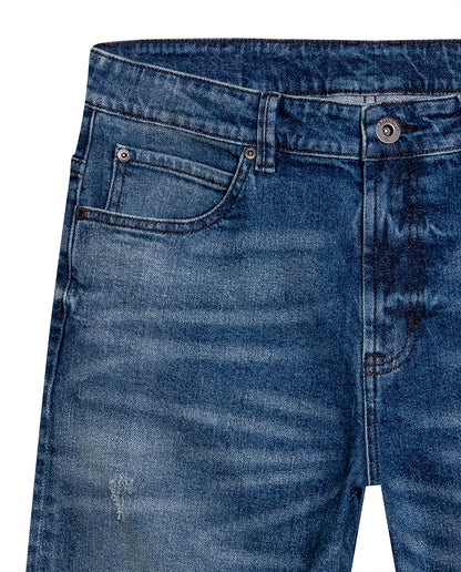 Mens Jeans Straight Fit Super High Rise Medium Wash Cotton Elastane Distressed Reserved Areas - Blue 63_331H003_AZU184140_8