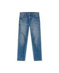 Mens Jeans Straight Fit High Rise Medium Wash Cotton Elastane Mini Rips Crotch Dart - Blue 63_331H004_AZU184140_3