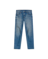 Mens Jeans Straight Fit High Rise Medium Wash Cotton Elastane Mini Rips Crotch Dart - Blue 63_331H004_AZU184140_3