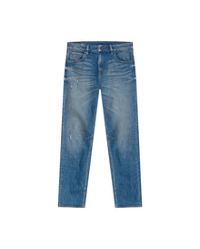 Mens Jeans Straight Fit High Rise Medium Wash Cotton Elastane Mini Rips Crotch Dart - Blue 63_331H004_AZU184140_3