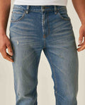Mens Jeans Straight Fit High Rise Medium Wash Cotton Elastane Mini Rips Crotch Dart - Blue 63_331H004_AZU184140_5