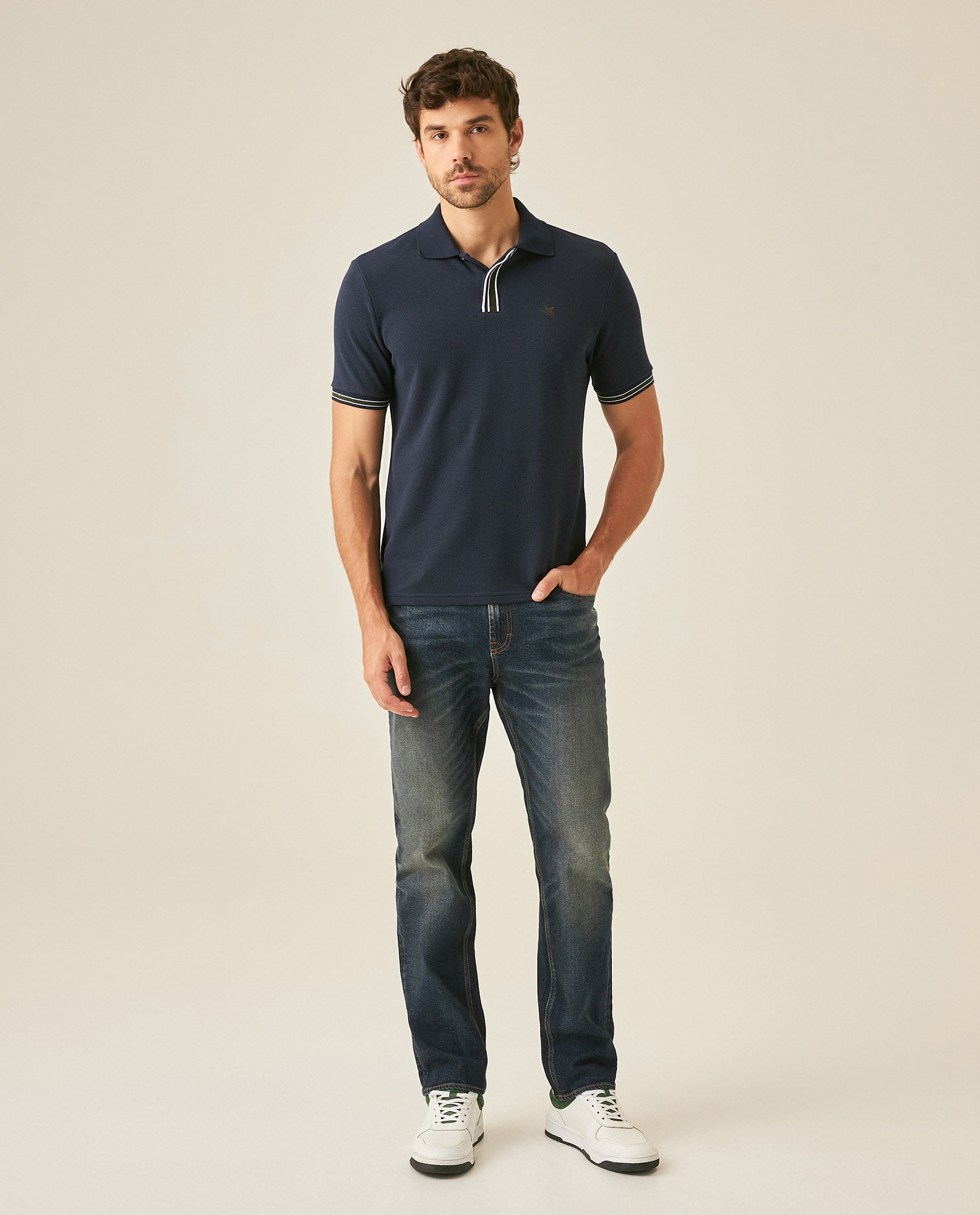 Mens Jeans Straight Fit High Rise Ultra Dark Wash Cotton Elastane Leather Watch Pocket Distressed - Blue 63_331H005_AZU193924_4