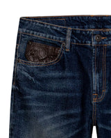 Mens Jeans Straight Fit High Rise Ultra Dark Wash Cotton Elastane Leather Watch Pocket Distressed - Blue 63_331H005_AZU193924_8