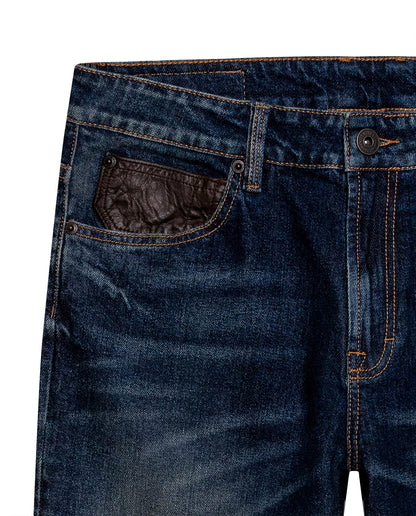 Mens Jeans Straight Fit High Rise Ultra Dark Wash Cotton Elastane Leather Watch Pocket Distressed - Blue 63_331H005_AZU193924_8