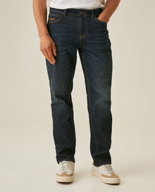 Mens Jeans Slim Fit Mid Rise Ultra Dark Wash Skinflex Technology Cotton Elastomultiester Embroidered - Blue 63_331H008_AZU193924_0