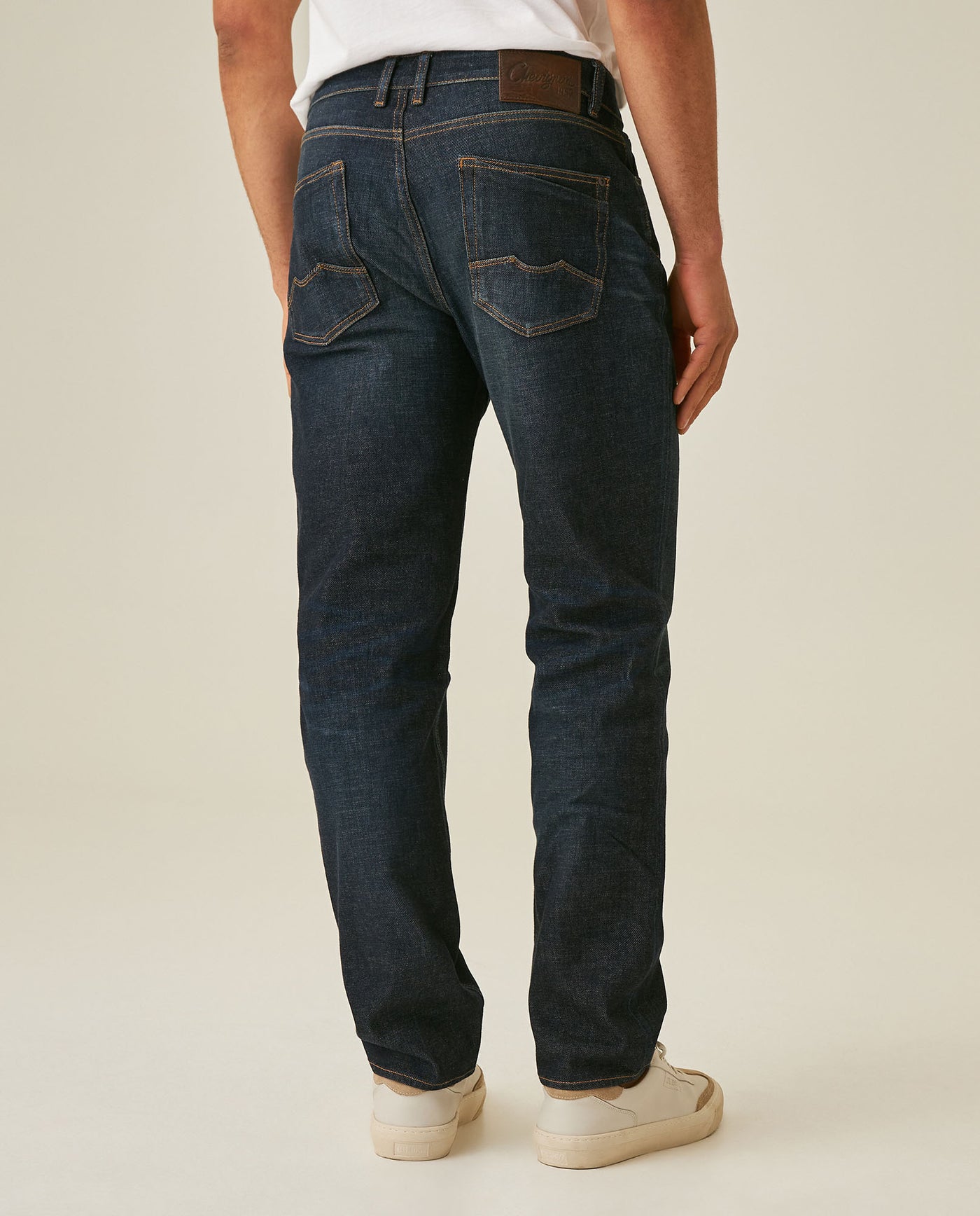 Mens Jeans Slim Fit Mid Rise Ultra Dark Wash Skinflex Technology Cotton Elastomultiester Embroidered - Blue 63_331H008_AZU193924_6