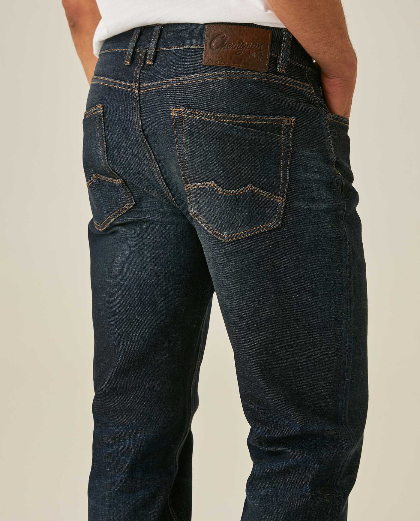 Mens Jeans Slim Fit Mid Rise Ultra Dark Wash Skinflex Technology Cotton Elastomultiester Embroidered - Blue 63_331H008_AZU193924_7