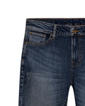 Mens Jeans Skinny Fit Mid Rise Dark Wash Cotton Elastane Distressed Contrast Patches Leather Badge - Blue 63_331H010_AZU194052_8