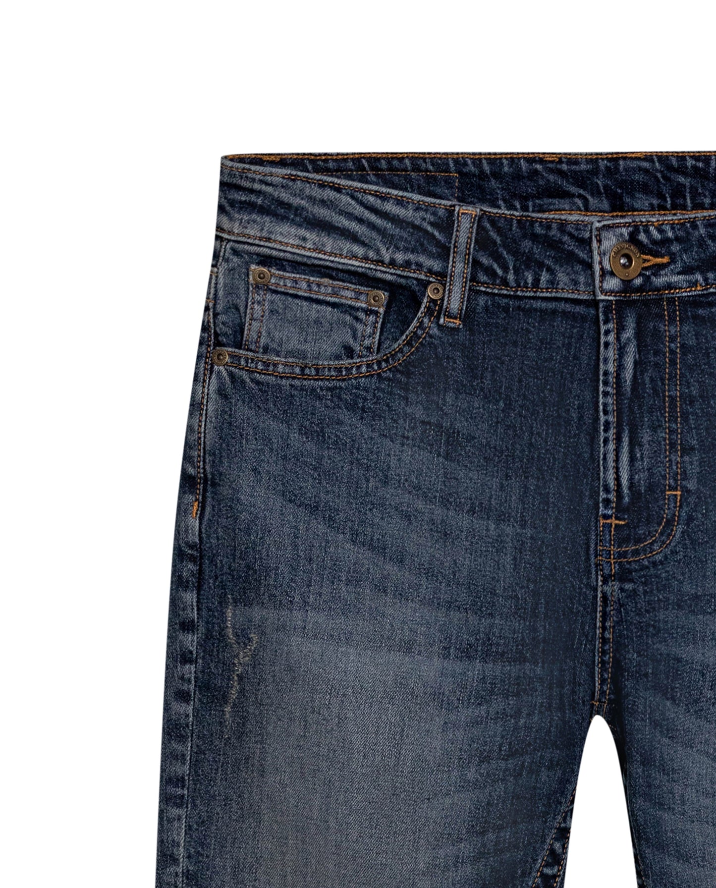 Mens Jeans Skinny Fit Mid Rise Dark Wash Cotton Elastane Distressed Contrast Patches Leather Badge - Blue 63_331H010_AZU194052_8