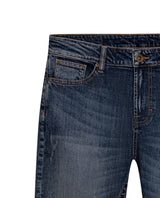 Mens Jeans Skinny Fit Mid Rise Dark Wash Cotton Elastane Distressed Contrast Patches Leather Badge - Blue 63_331H010_AZU194052_8