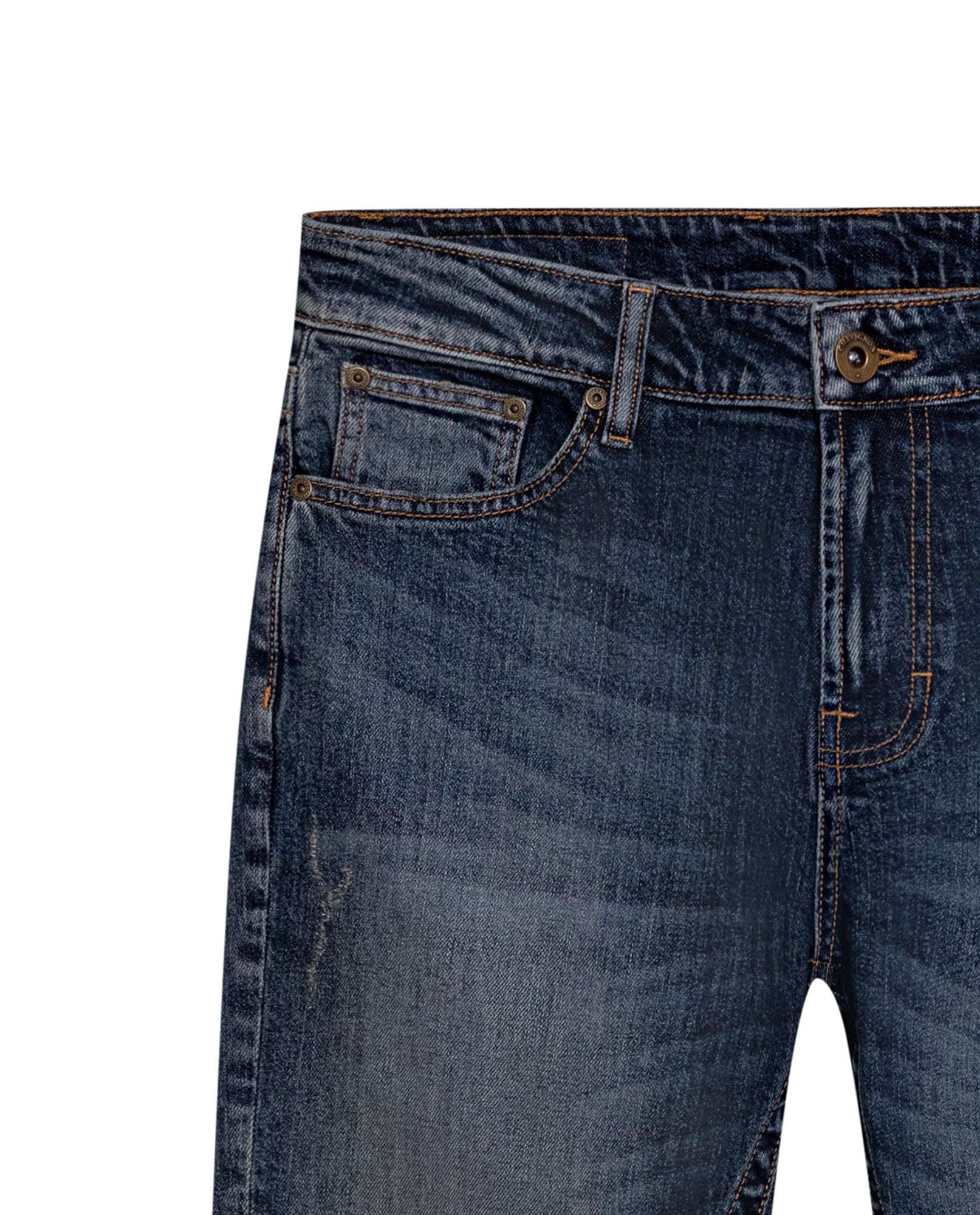 Mens Jeans Skinny Fit Mid Rise Dark Wash Cotton Elastane Distressed Contrast Patches Leather Badge - Blue 63_331H010_AZU194052_8