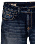 Mens Jeans Slim Fit Mid Rise Dark Wash Cotton Recycled Polyester Elastane Intense Distressed Dirty Effect - Blue 63_331H011_AZU194052_8
