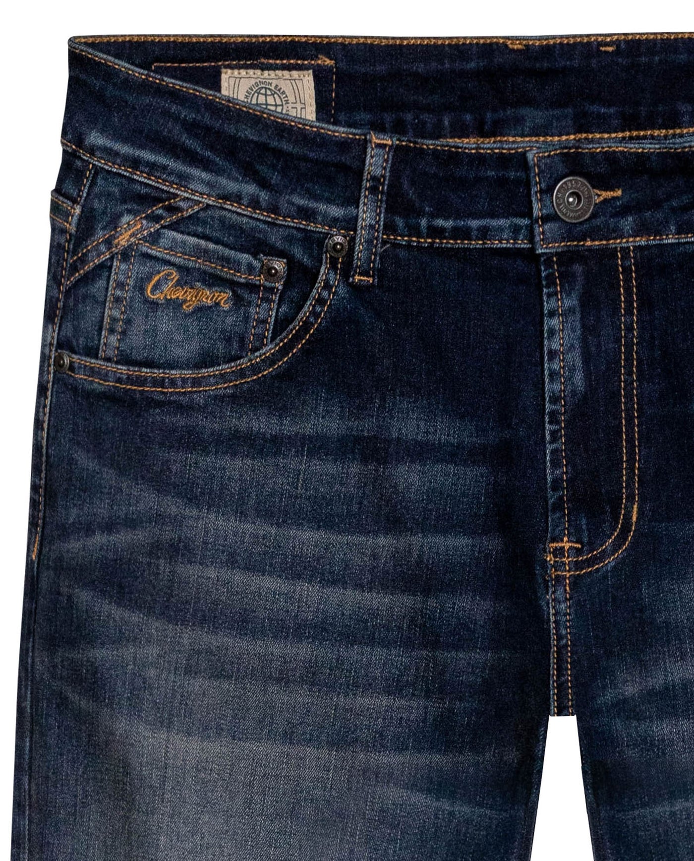 Mens Jeans Slim Fit Mid Rise Dark Wash Cotton Recycled Polyester Elastane Intense Distressed Dirty Effect - Blue 63_331H011_AZU194052_8