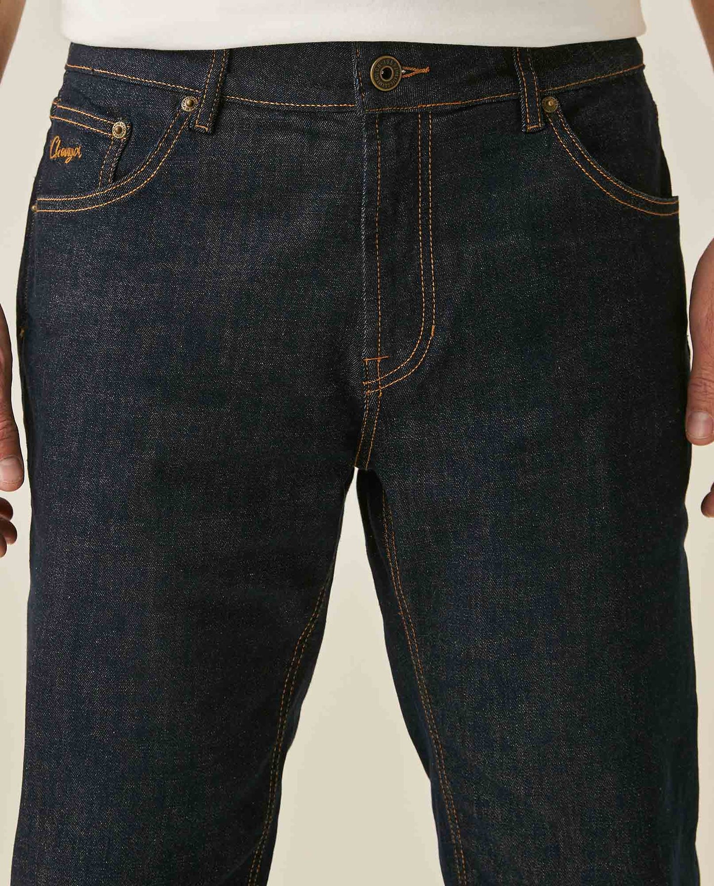 Mens Jeans Slim Fit Mid Rise Ultra Dark Wash Cotton Elastane Clean No Distressing Embroidered Logo - Blue 63_331H012_AZU193924_5