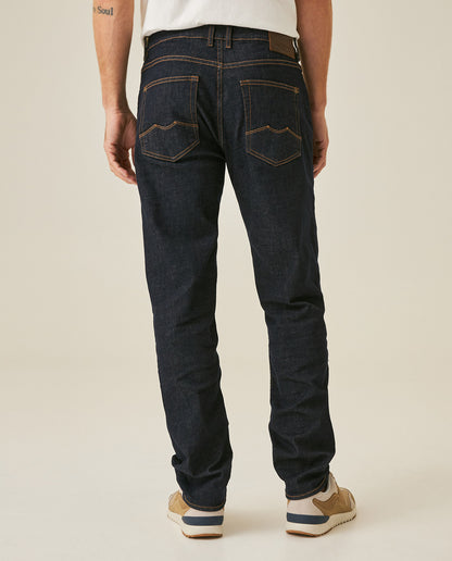 Mens Jeans Slim Fit Mid Rise Ultra Dark Wash Cotton Elastane Clean No Distressing Embroidered Logo - Blue 63_331H012_AZU193924_6