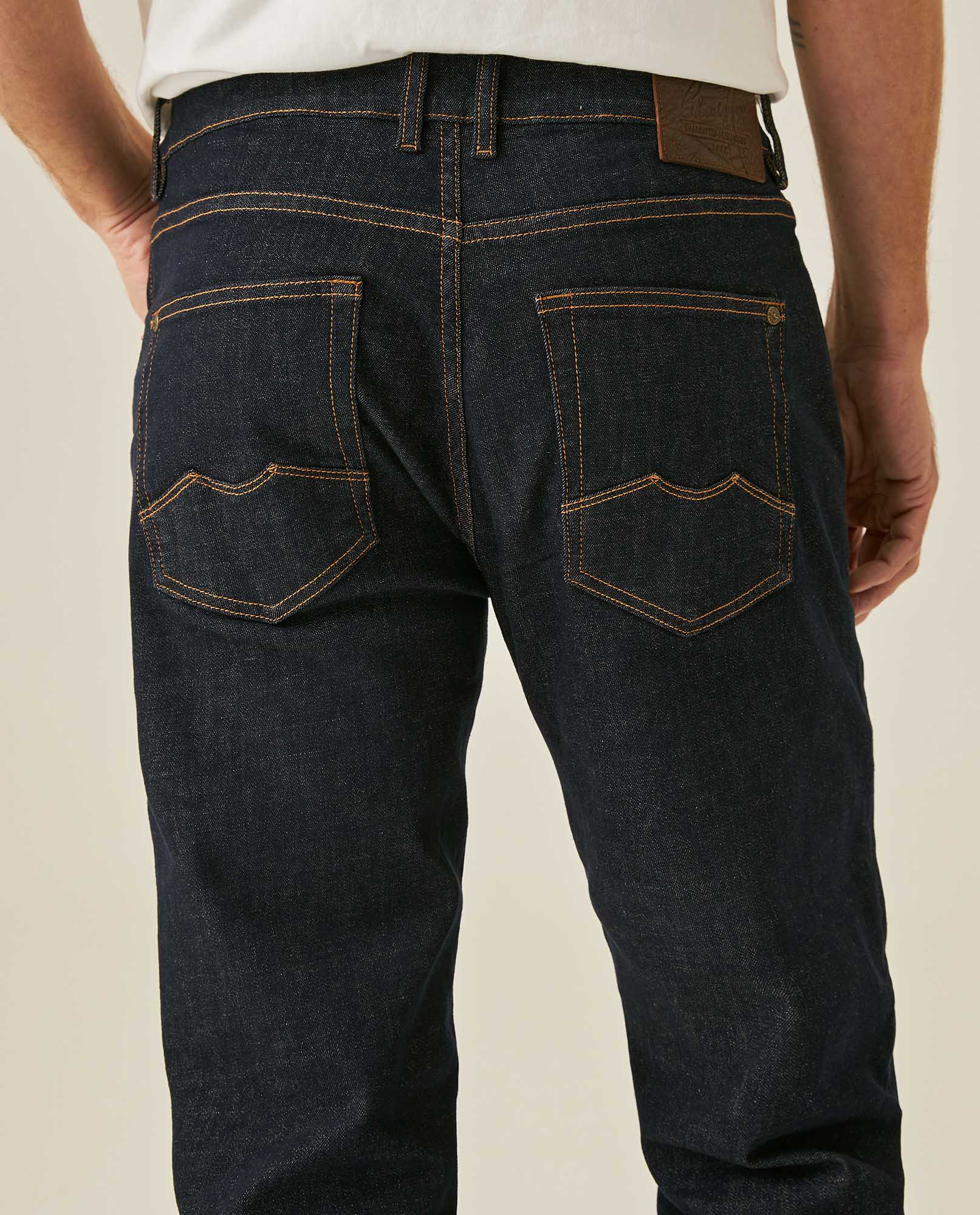 Mens Jeans Slim Fit Mid Rise Ultra Dark Wash Cotton Elastane Clean No Distressing Embroidered Logo - Blue 63_331H012_AZU193924_7