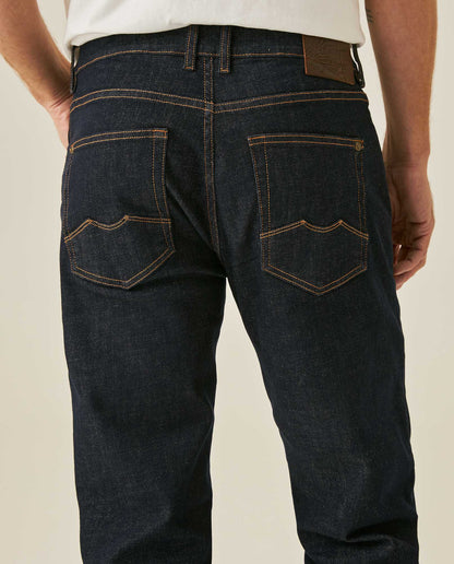 Mens Jeans Slim Fit Mid Rise Ultra Dark Wash Cotton Elastane Clean No Distressing Embroidered Logo - Blue 63_331H012_AZU193924_7