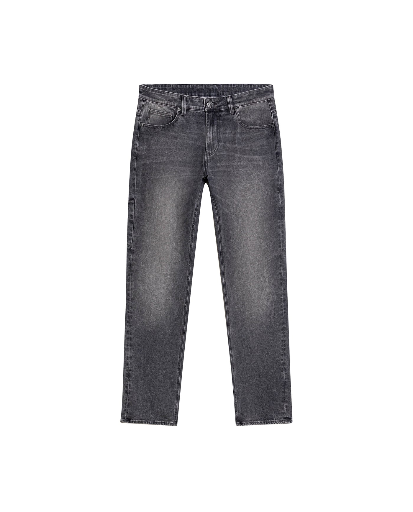 Mens Jeans Straight Fit High Rise Gray Wash Cotton Polyester Elastane Functional Side Pocket Eyelet - Gray 63_331H013_GRI194305_3
