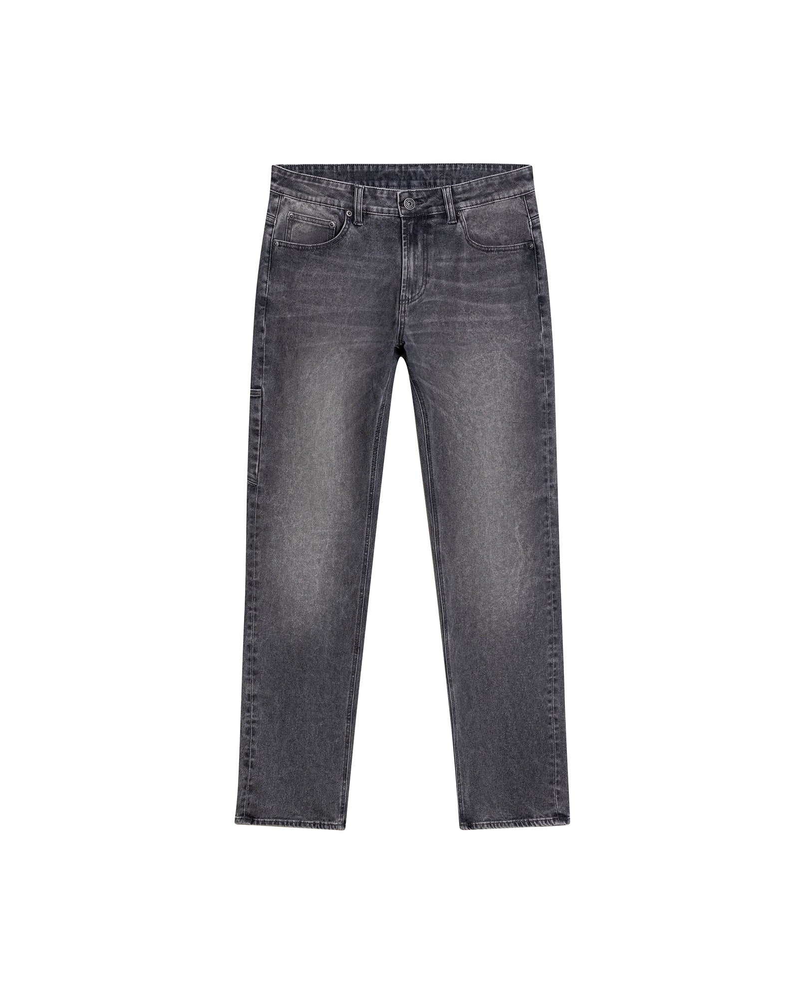 Mens Jeans Straight Fit High Rise Gray Wash Cotton Polyester Elastane Functional Side Pocket Eyelet - Gray 63_331H013_GRI194305_3