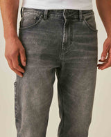 Mens Jeans Straight Fit High Rise Gray Wash Cotton Polyester Elastane Functional Side Pocket Eyelet - Gray 63_331H013_GRI194305_5