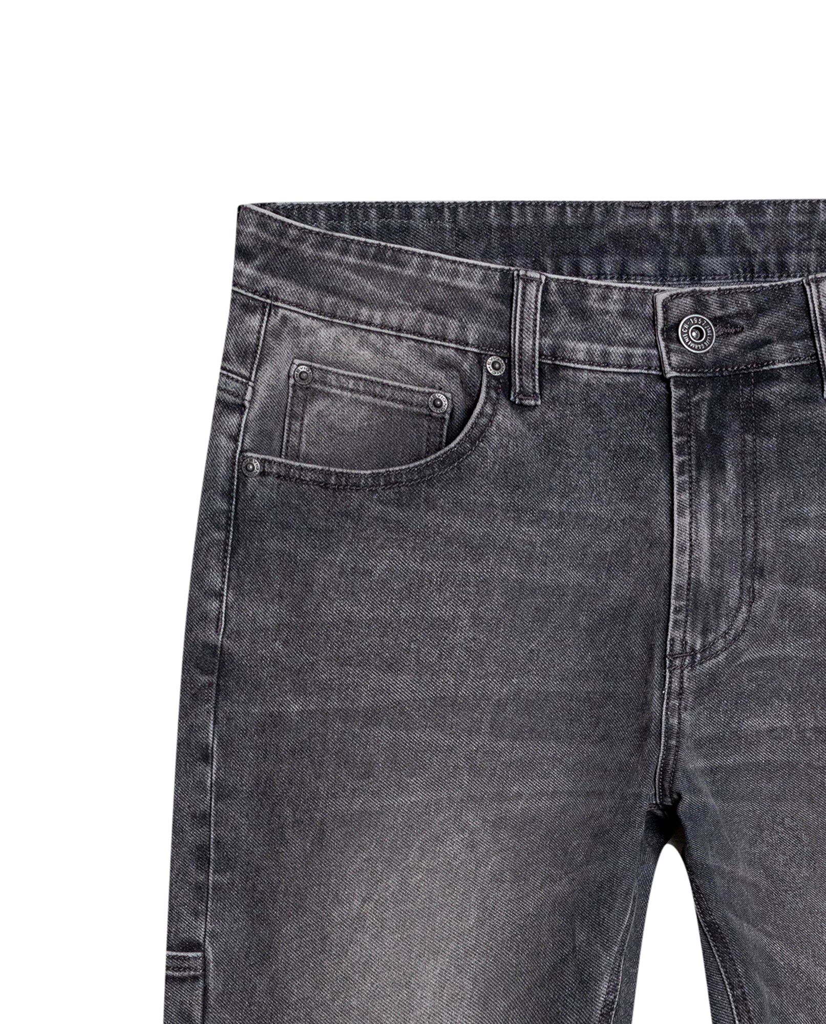 Mens Jeans Straight Fit High Rise Gray Wash Cotton Polyester Elastane Functional Side Pocket Eyelet - Gray 63_331H013_GRI194305_8