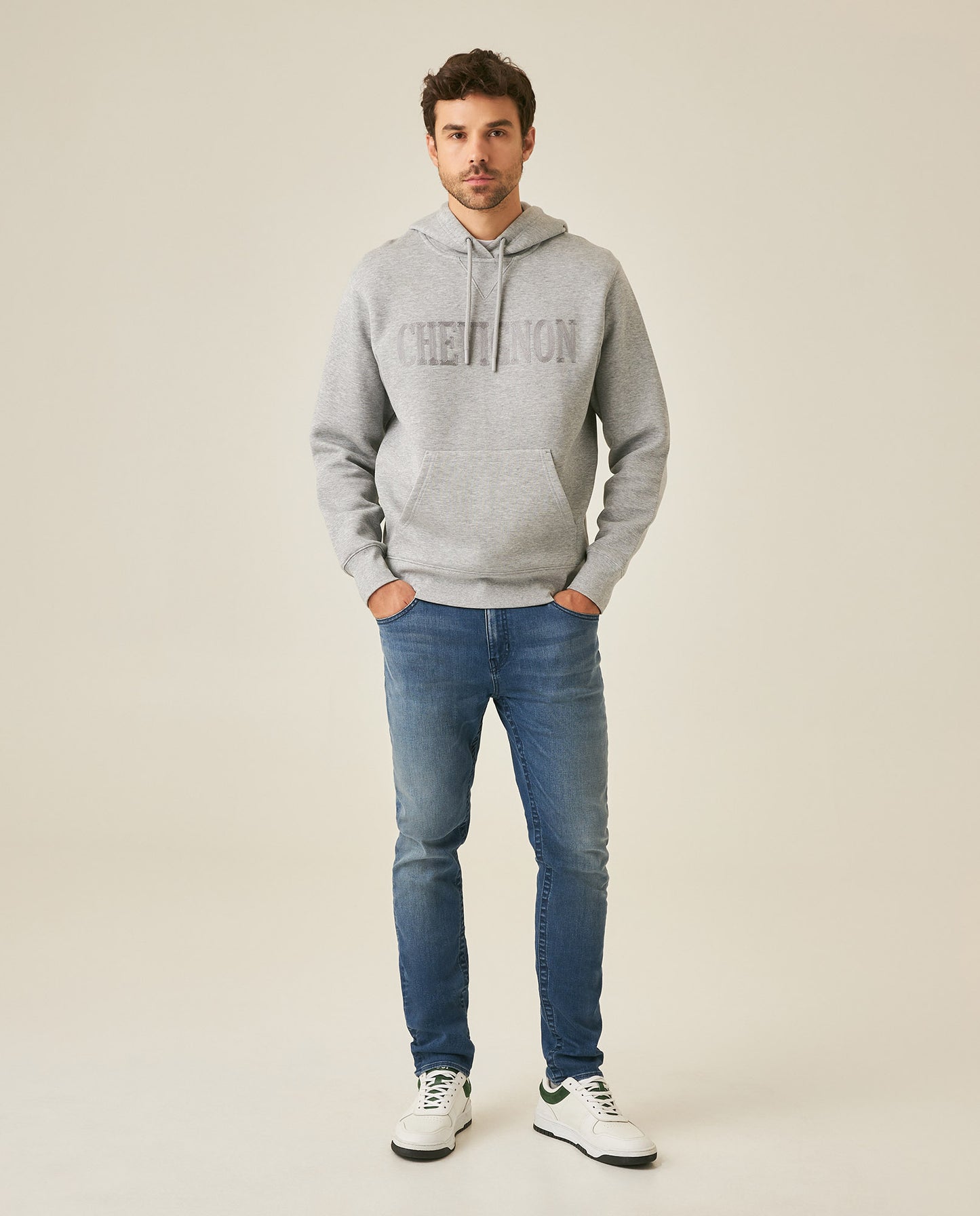 Mens Jeans Skinny Fit Mid Rise Medium Wash Cotton Recycled Polyester Elastane Clean Subtle Distressing - Blue 63_331H014_AZU184140_4