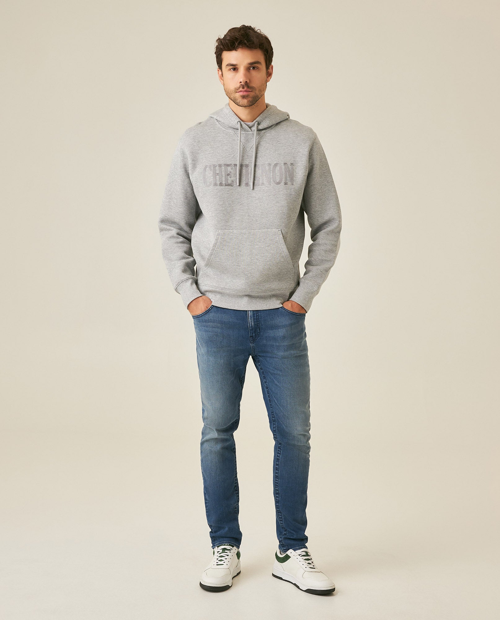 Mens Jeans Skinny Fit Mid Rise Medium Wash Cotton Recycled Polyester Elastane Clean Subtle Distressing - Blue 63_331H014_AZU184140_4