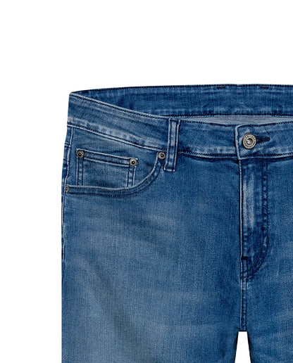 Mens Jeans Skinny Fit Mid Rise Medium Wash Cotton Recycled Polyester Elastane Clean Subtle Distressing - Blue 63_331H014_AZU184140_8