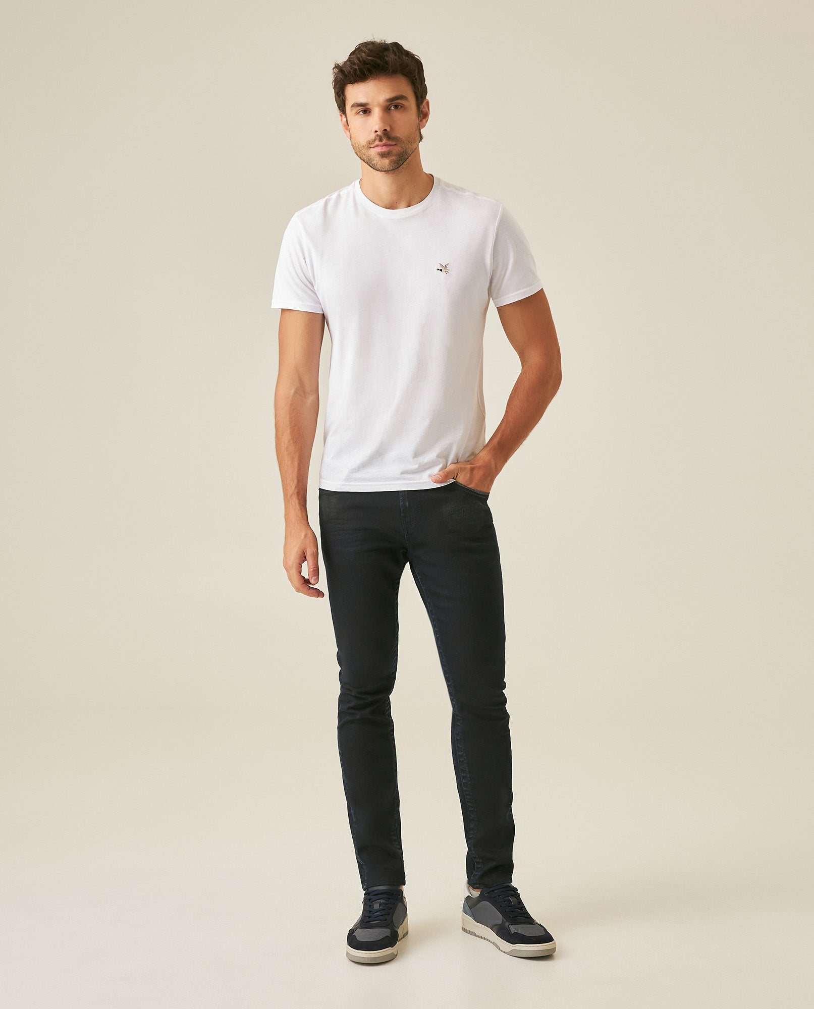Mens Jeans Skinny Fit Mid Rise Ultra Dark Wash Cotton Polyester Recycled Cotton Elastane 3D Wrinkles - Blue 63_331H015_AZU193924_4