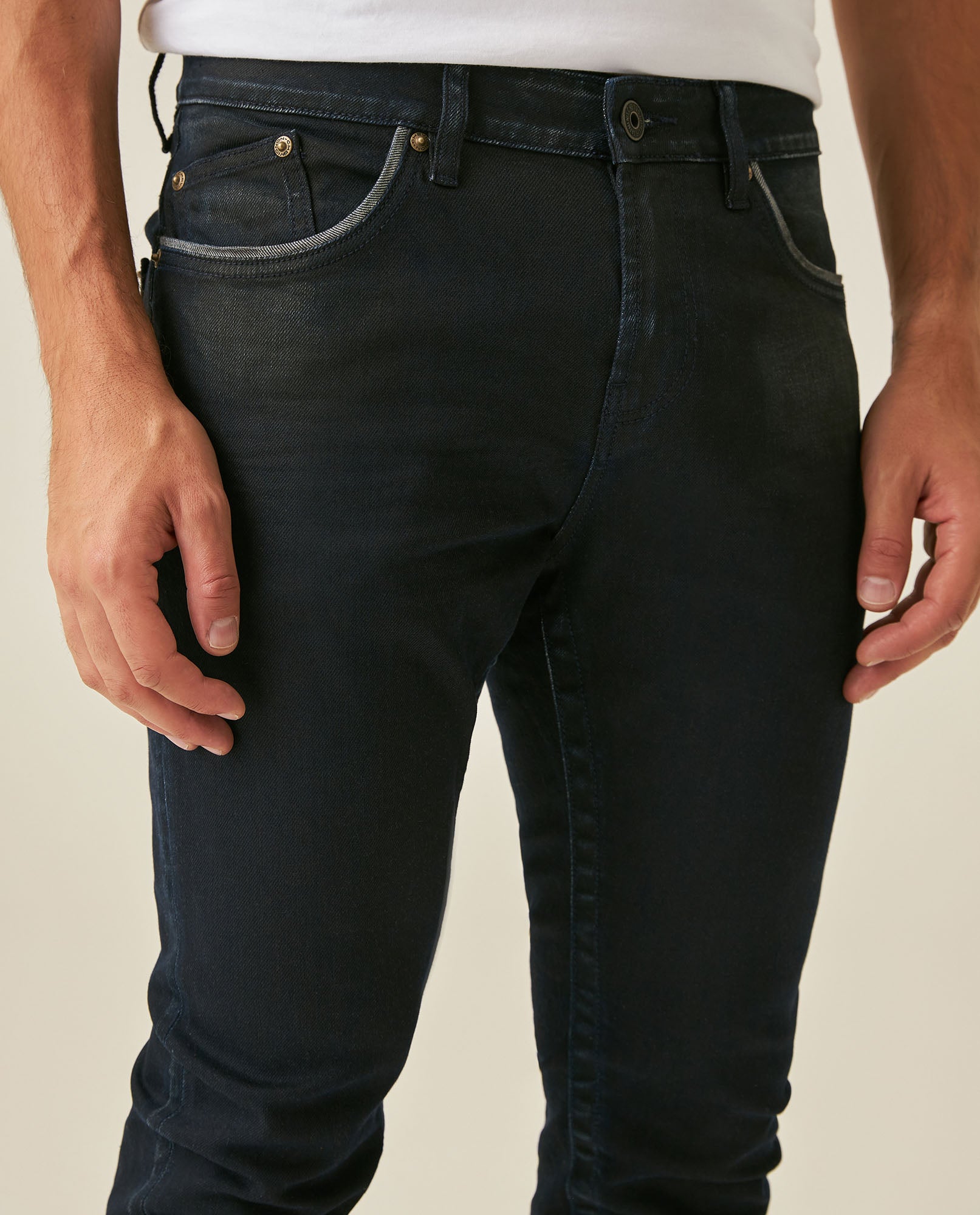 Mens Jeans Skinny Fit Mid Rise Ultra Dark Wash Cotton Polyester Recycled Cotton Elastane 3D Wrinkles - Blue 63_331H015_AZU193924_5