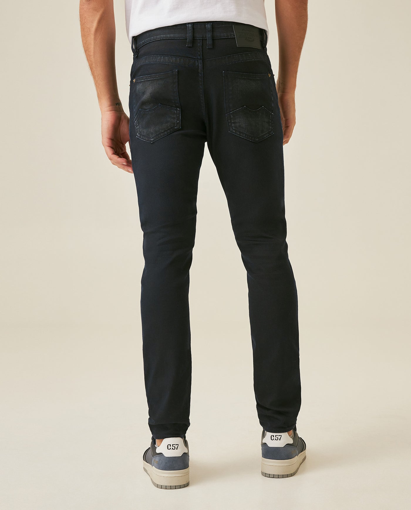 Mens Jeans Skinny Fit Mid Rise Ultra Dark Wash Cotton Polyester Recycled Cotton Elastane 3D Wrinkles - Blue 63_331H015_AZU193924_6