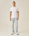 Mens Jeans Skinny Fit Mid Rise Light Wash Cotton Elastane Strategic Distressing Clean Silhouette - Blue 63_331H016_AZU154020_4