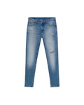 Mens Jeans Skinny Fit Low Rise Light Wash Cotton Elastane Distressed Patches Contemporary Low Rise - Blue 63_331H017_AZU154020_3