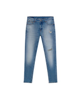 Mens Jeans Skinny Fit Low Rise Light Wash Cotton Elastane Distressed Patches Contemporary Low Rise - Blue 63_331H017_AZU154020_3