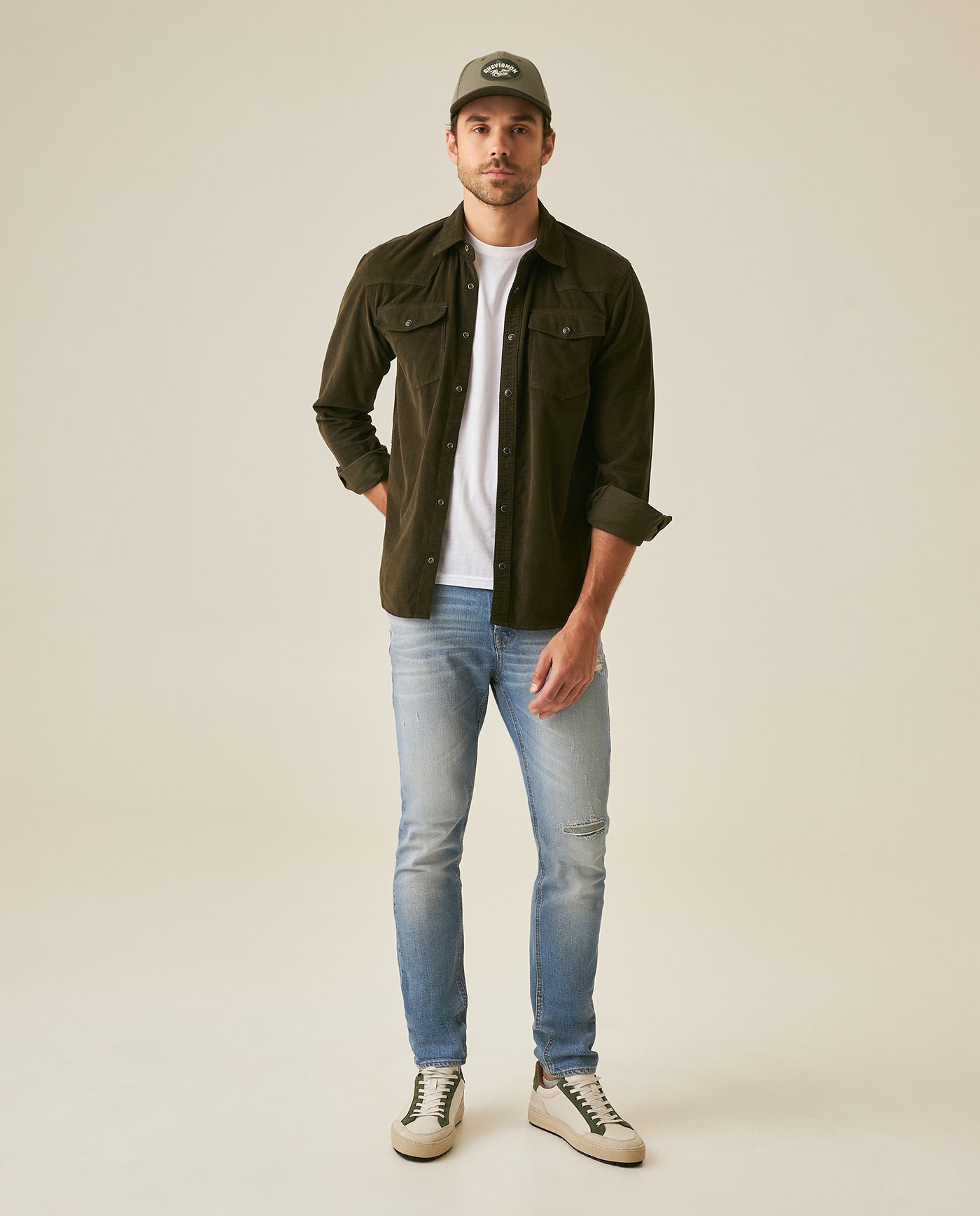 Mens Jeans Skinny Fit Low Rise Light Wash Cotton Elastane Distressed Patches Contemporary Low Rise - Blue 63_331H017_AZU154020_4