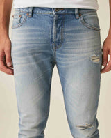 Mens Jeans Skinny Fit Low Rise Light Wash Cotton Elastane Distressed Patches Contemporary Low Rise - Blue 63_331H017_AZU154020_5