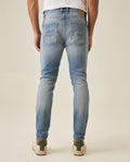Mens Jeans Skinny Fit Low Rise Light Wash Cotton Elastane Distressed Patches Contemporary Low Rise - Blue 63_331H017_AZU154020_6