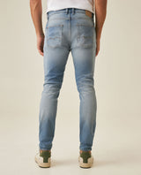 Mens Jeans Skinny Fit Low Rise Light Wash Cotton Elastane Distressed Patches Contemporary Low Rise - Blue 63_331H017_AZU154020_6