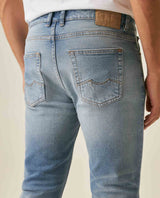 Mens Jeans Skinny Fit Low Rise Light Wash Cotton Elastane Distressed Patches Contemporary Low Rise - Blue 63_331H017_AZU154020_7